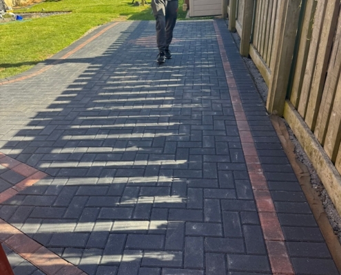 large block paving patio completed
